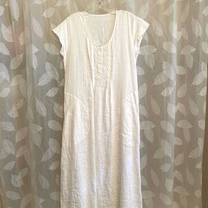 Flax white linen maxi dress